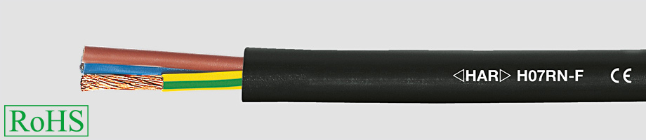 Przewody H07RN-F 450/750V izolacja żył i opona z gumy, czarne