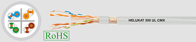 HELUKAT 300 4x2XAWG24/1 Przewód LAN, UTP izol żyły PE, opona PVC